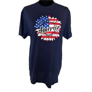 NWT Pro Weight America Sunflower Graphic Tee - Navy Tee Size Medium